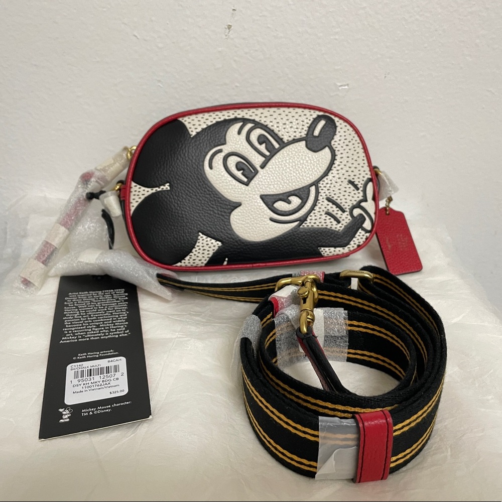 NWT Coach Disney Mickey Mouse X Keith Haring Badge Camera Crossbody Bag Pouch